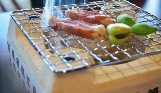 伊佐市_牧場民宿レストラン 和（のどか）_新ランチメニュー「新・伊佐米膳」_先付_自家製ベーコンを炙る